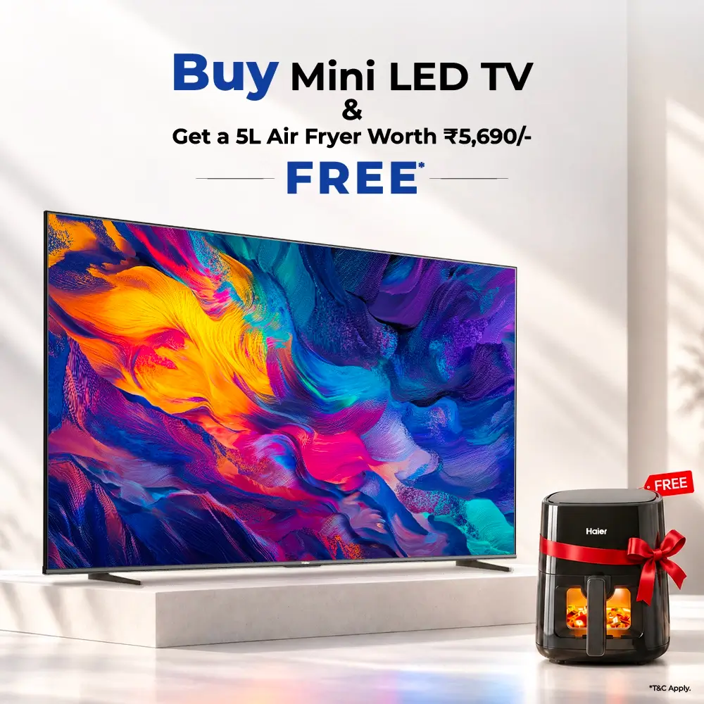 Haier New M70 Series MiniLED 215 cm (85) AI Smart Google TV with Gemini| HDR10+ | 2.1 Ch with Subwoofer| Gaming 120Hz